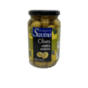 Olives vertes dénoyautées pot 37cl Savino