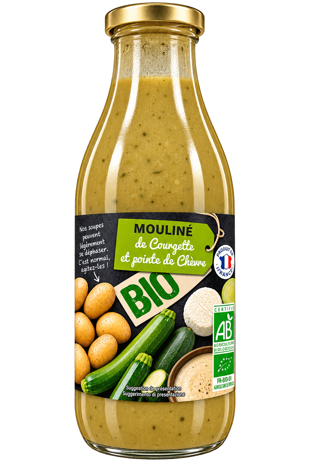 Mouliné de Courgettes et pointe de Chèvre Bio