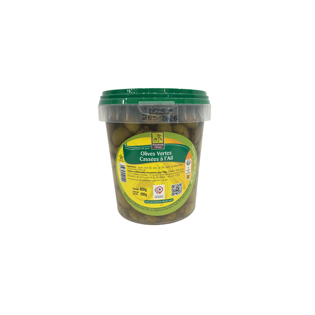 Olives Vertes Cassées à l'Ail