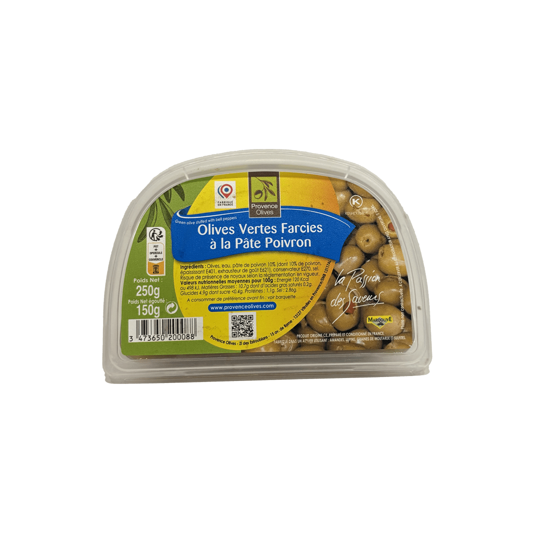 Olives Vertes Farcies à la pâte Poivron